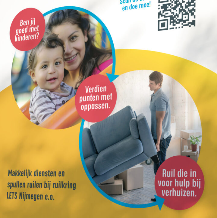 detail van LETS flyer met 2 ronde foto’s