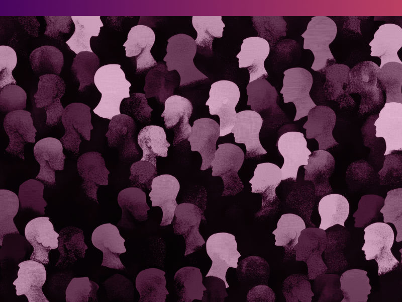 abstracte monotoon tekening van groep mensen