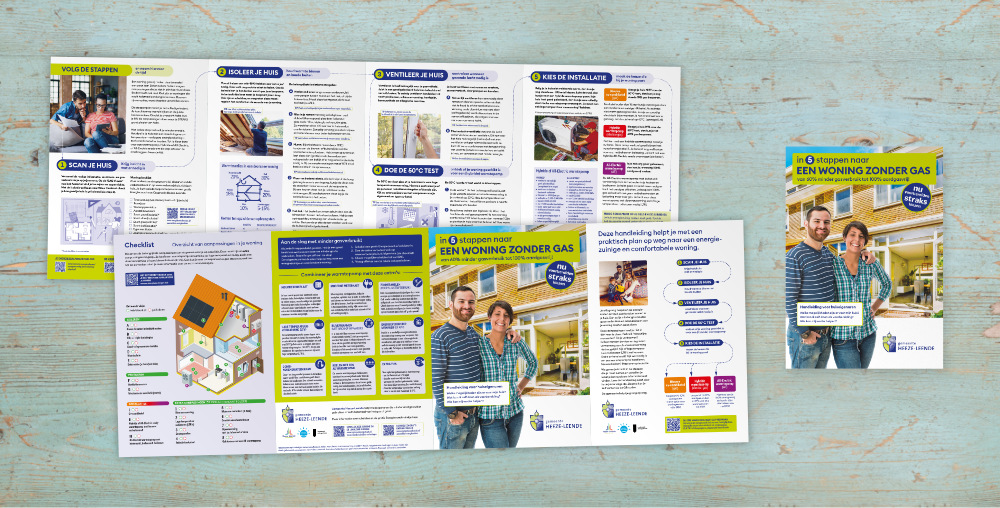 Mock up 5 stappen A4 met voor- en achterkant uitgevouwen en losse A4 omslag